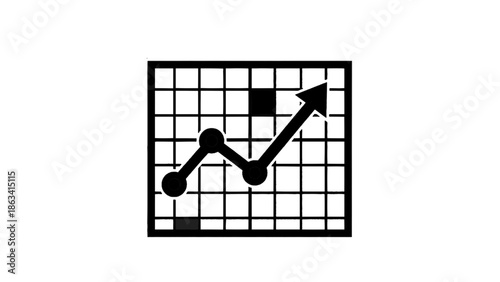 Vector illustration of a line graph displaying upward trend for business growth concept on transparent background