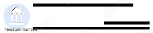 Banking, finance, official documents, payments, legal, design templates. A classic institutional emblem and horizontal text layout. Banking and finance visual