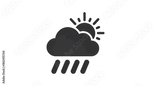 Vector illustration of a rainy and sunny weather forecast icon, on transparent background