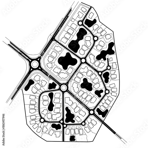 urban planning diagram neighborhood layout housing development map.