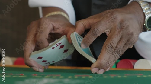 Blackjack Dealer Shuffling Cards