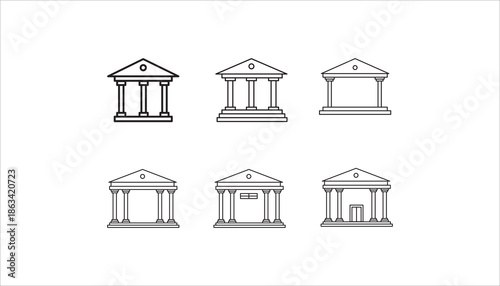 City hall building line icon set, outline vector sign, linear style pictogram, vector illustration on white background.