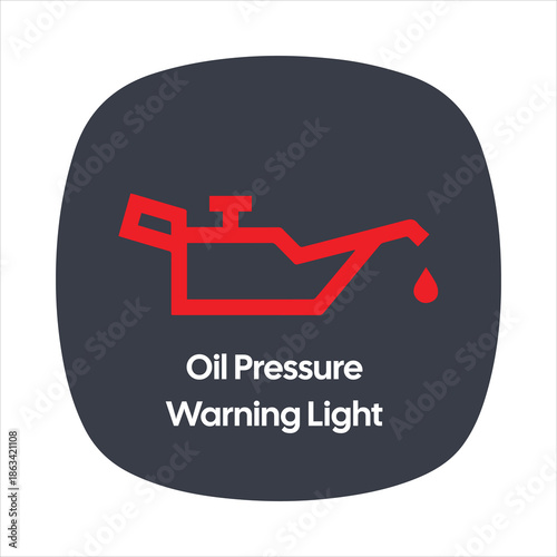 Oil Pressure Warning Icon – Red Oil Can with Droplet – High Quality Vectorial Stock Image