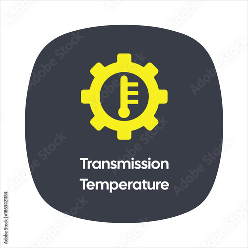 Transmission Temperature Warning Icon – Yellow Gear with Thermometer – High Quality Vectorial Stock Image