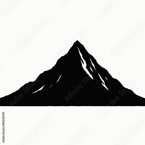 Simple silhouette vector illustration of a mountain peak in bold clean style