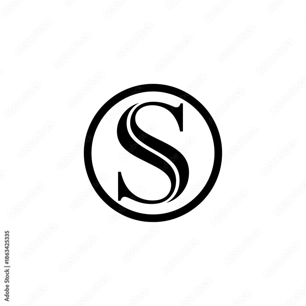 Fototapeta premium Simple black and white logo design with stylized letter S.