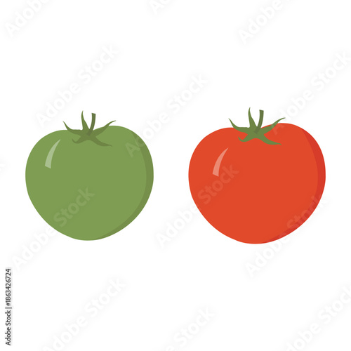Tomato Icon – Vintage Vegetable Sign with Red and Green Tomatoes on Grunge Background