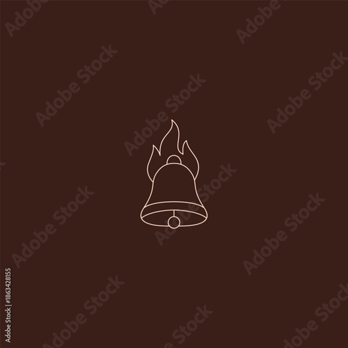 Bell and flame line art logo symbolizing alert, spirit, and awakening.