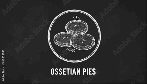 Ossetian pies displayed on a chalkboard background
