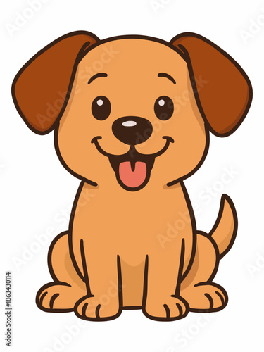 Cute Happy Dog Cartoon Vector Illustration
