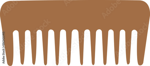 Simple Brown Hair Comb Vector Illustration, Grooming and Personal Hygiene Tool Icon for Hair Salon, Barber Shop, Beauty Products Branding, and Daily Routine Graphic Design Elements.