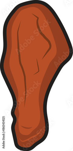 Delicious Crispy Fried Chicken Drumstick Vector Illustration Isolated on White Background. Crunchy Golden Brown Poultry Leg Fast Food Icon for Restaurant Menu, Advertising, and Web Design Projects.