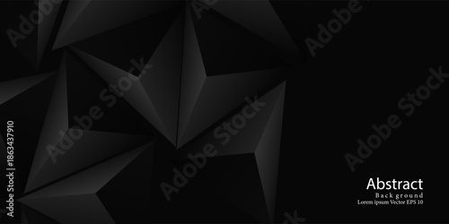 Abstract Black 3D Polygonal Triangle Background. Modern creative trendy design in vector illustration