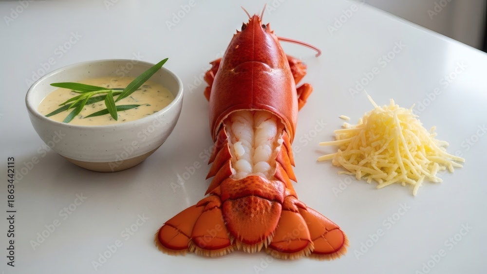 custom made wallpaper toronto digitalDelicious lobster with bowl of soup and grated cheese on a table