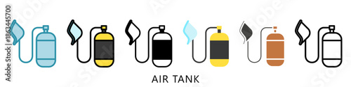 Air Tank Multi Style Icon Mini Illustration, Use For Modern Concept, Print, Ui, Ux Kit, Web And App Development. Vector Related To Firefighter, Rescue And More