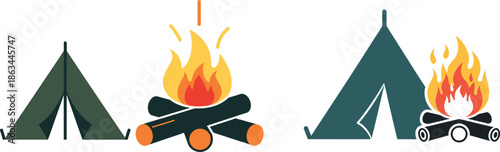 Night Camping Tent Campfire Outdoor Nature