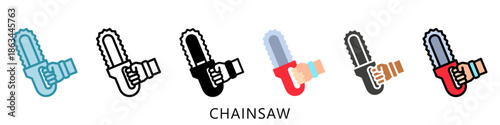 Chainsaw Multi Style Icon Mini Illustration, Use For Modern Concept, Print, Ui, Ux Kit, Web And App Development. Vector Related To Firefighter, Rescue And More