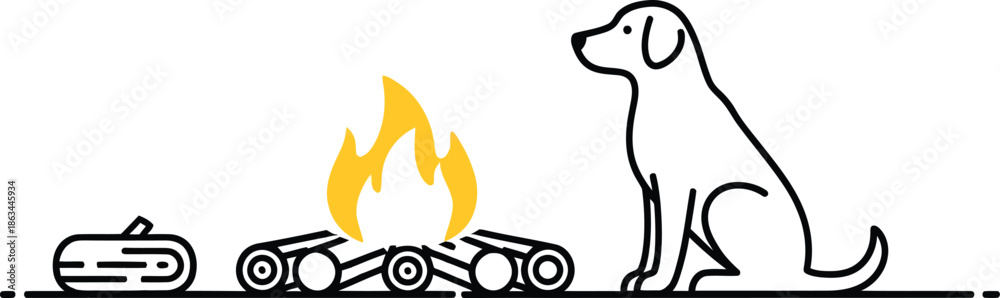 Obraz premium Adventure Camping Dog Campfire Outdoor Life