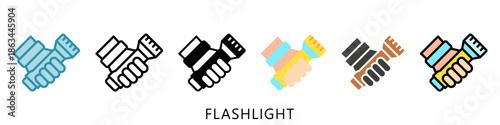Flashlight Multi Style Icon Mini Illustration, Use For Modern Concept, Print, Ui, Ux Kit, Web And App Development. Vector Related To Firefighter, Rescue And More