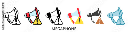 Megaphone Multi Style Icon Mini Illustration, Use For Modern Concept, Print, Ui, Ux Kit, Web And App Development. Vector Related To Firefighter, Rescue And More