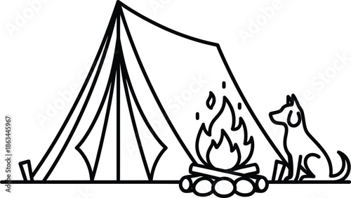 Camping Dog Campfire Wilderness Outdoor Night