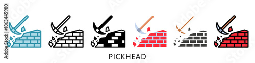 Pickhead Multi Style Icon Mini Illustration, Use For Modern Concept, Print, Ui, Ux Kit, Web And App Development. Vector Related To Firefighter, Rescue And More