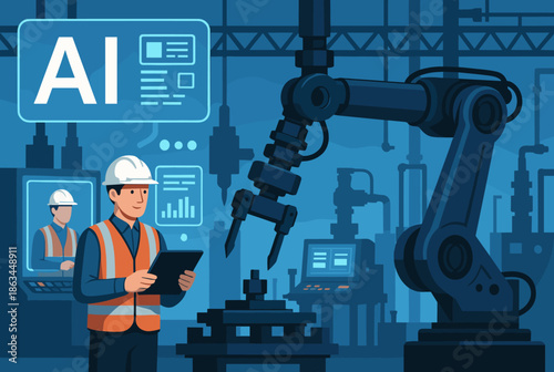 Industrial Engineer Overseeing Ai powered Automation in a Smart Factory