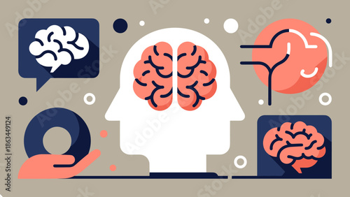 Conceptual Illustration of the Human Mind, Intelligence, and Thoughts