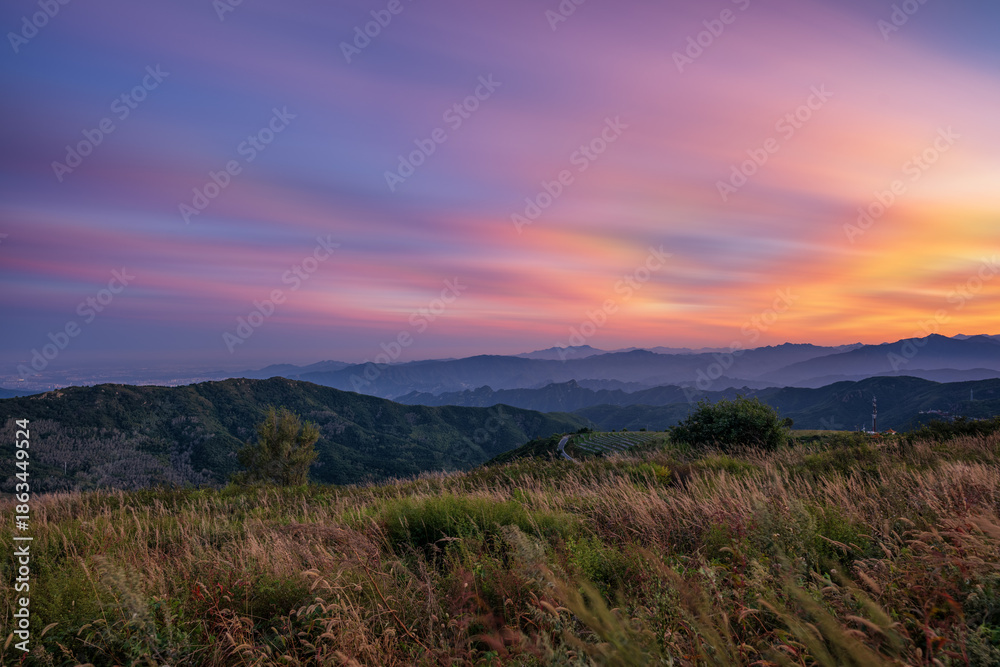 Fototapeta premium Beautiful sunset glow and cloudscape at Beijing Western hills