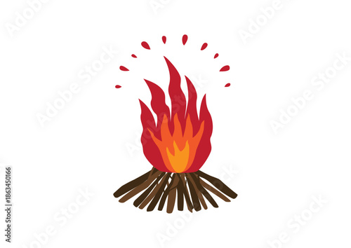 シンプルな焚火イメージのイラスト