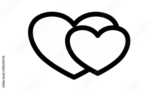 Interconnected hearts symbolize love and affection in a simple black line art style