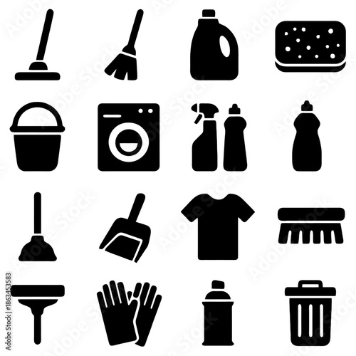 Cleaning Essentials: A curated collection of essential cleaning tools and supplies, capturing the core components for a fresh and tidy environment.