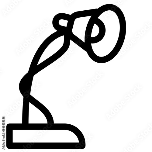 A minimalist illustration of a desk lamp on a simple background