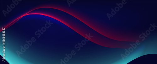 Abstract Neon Light Wave Background with Blue and Red Gradient Glow. Modern concept for graphic design, background, web design, poster, banner, book, slideshow.