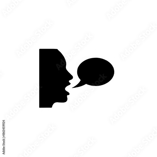 Communication Icon with Talking Person Profile