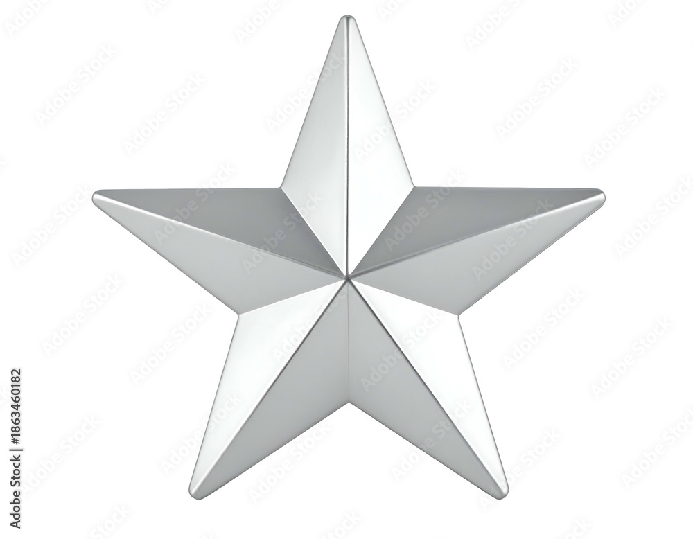 Fototapeta premium A detailed, three-dimensional, silver five-pointed star