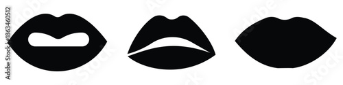 Female Lips & Mouth Icon Set – Silhouette, Flat and Vector Illustration Collection 