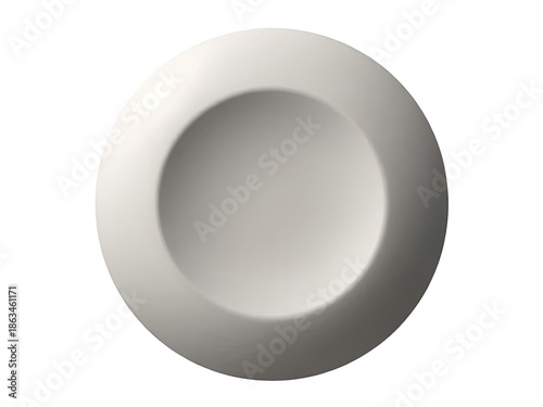 Minimalist 3D Spherical Object with Concave Center and Smooth Matte Surface for Wellness Design