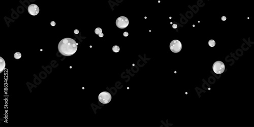 Realistic Water Droplets Floating on Black Background with Wet Condensation Effect Transparent Liquid Drops Clean Minimal Abstract Surface Texture Vector