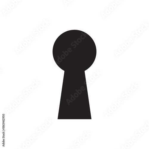 A minimalist black silhouette of a classic keyhole shape on a white background, representing privacy, access, and secrets