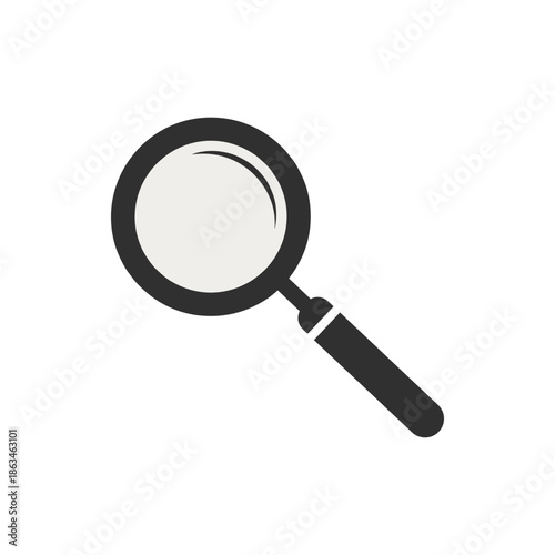 Magnifying glass icon, symbol for research, discovery, and analysis, representing investigation and examination in a clean vector graphic