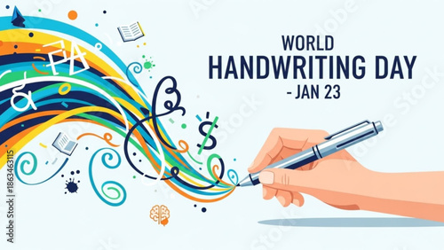 World Handwriting Day – Creative Writing, Education and Calligraphy Vector Illustration