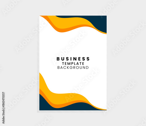 A professional business template featuring sleek navy and orange liquid waves on a clean white background. Perfect for reports and brochures.