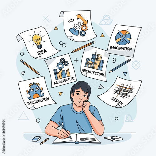 Creative designer thinking of architectural ideas and imagination