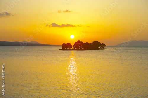 松江市から見た宍道湖の夕日