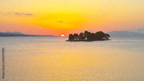 松江市から見た宍道湖の夕日