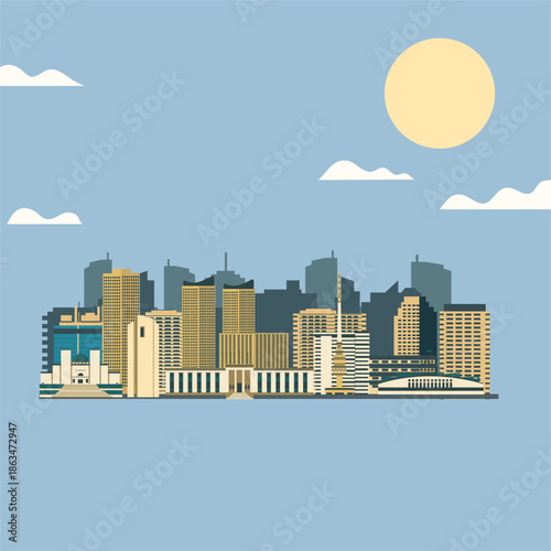 Canberra Australia travel background flat illustration