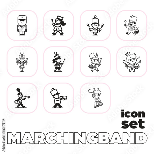 Marching band player icon set