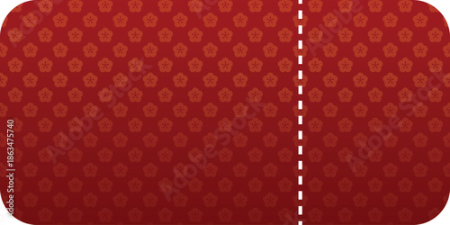 Decorative Red Ticket With Cherry Blossom Pattern. Mockup and template design.