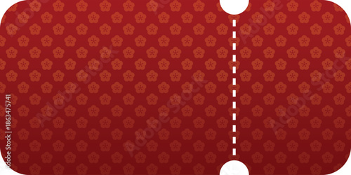 Red Floral Pattern Ticket Graphic. Mockup and template design.